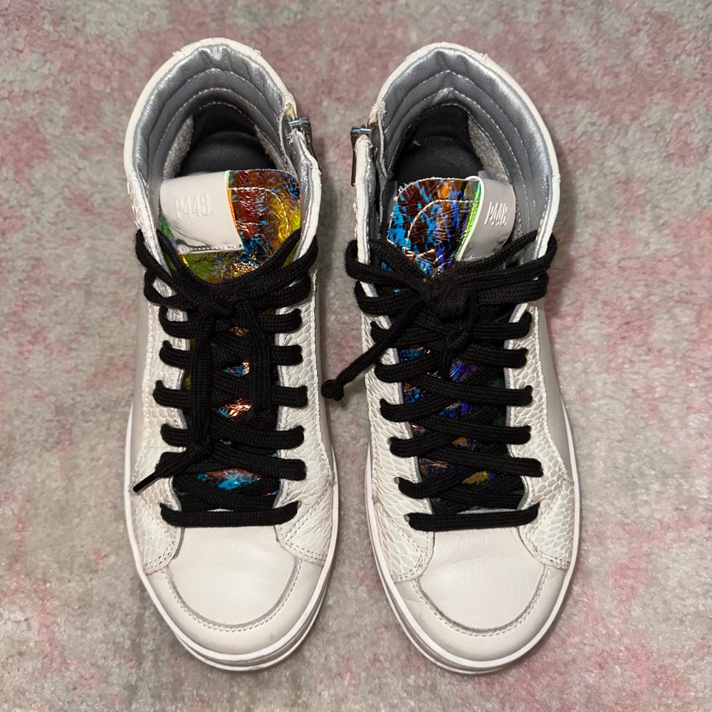 High top P448 sneakers. White with snakeskin